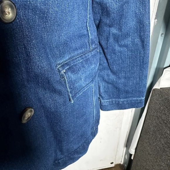 ANTHROPOLOGIE Pilcro Double Breasted Denim Blazer Jean Jacket Medium NWT AB3 - Picture 4 of 10